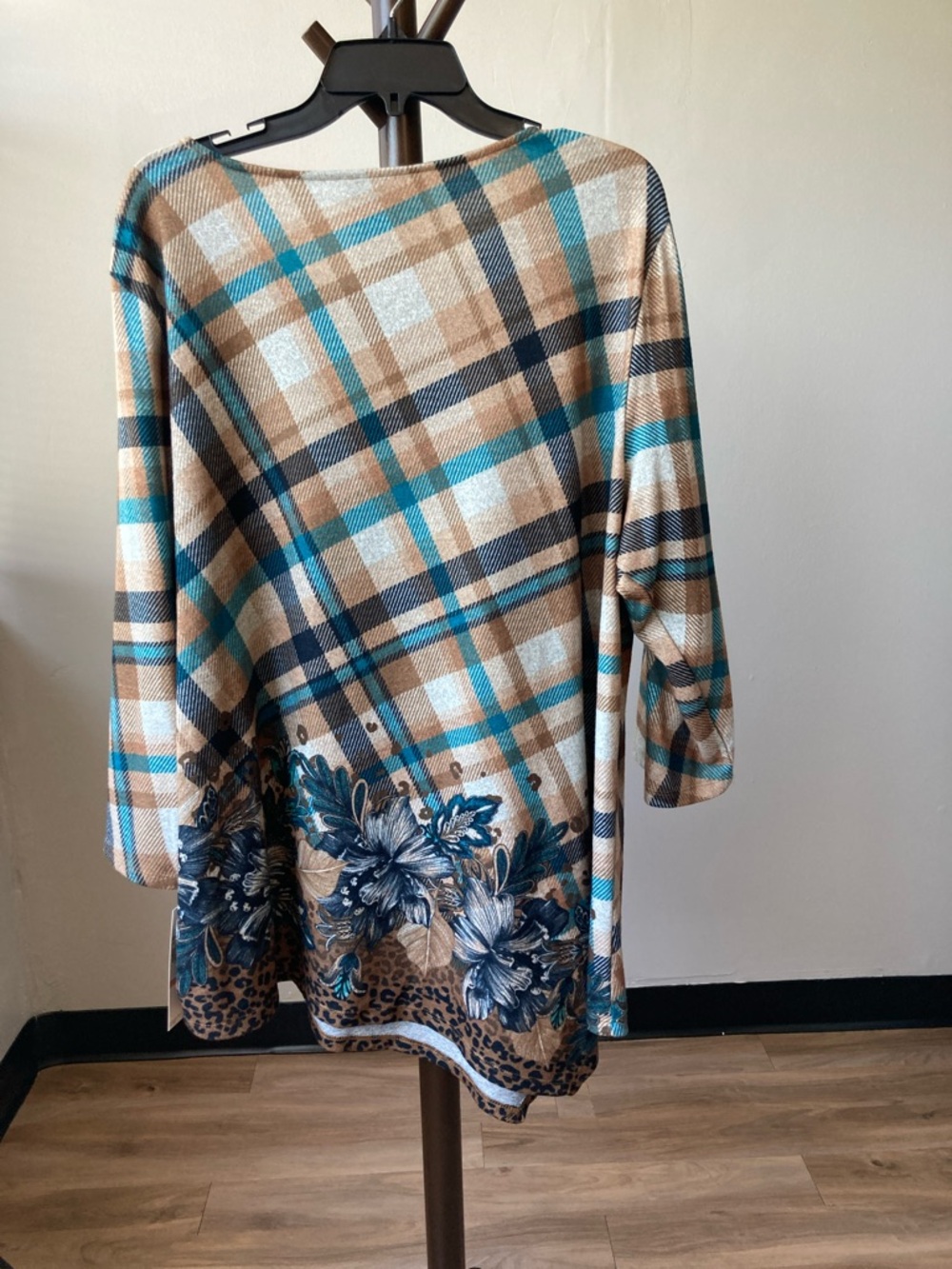 Ruby Rd plaid print floral print top casual business casual 2X - Picture 8 of 17